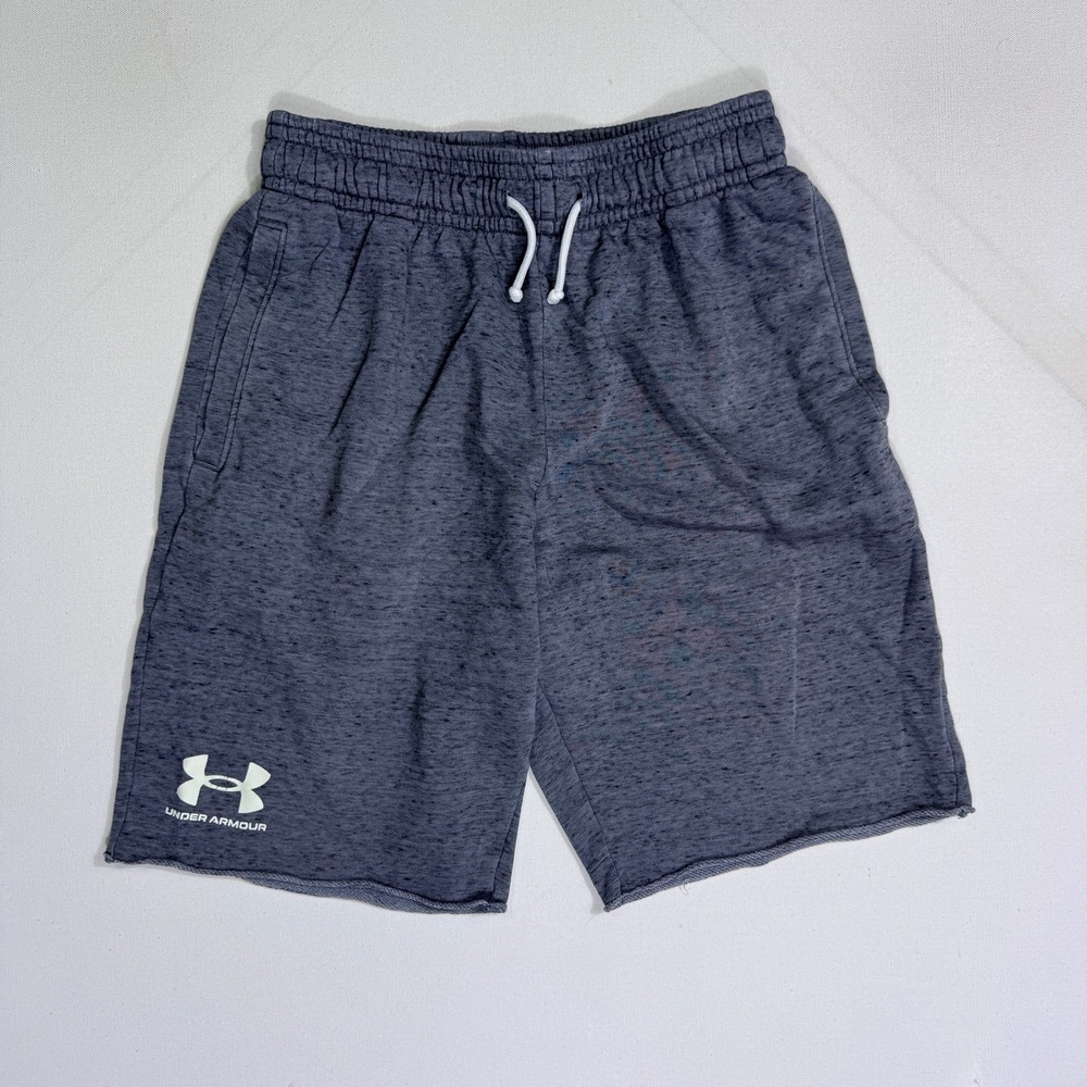 Under Armour Mens Gray Fleece Shorts Medium Fitted Athletic Gym Workout Training